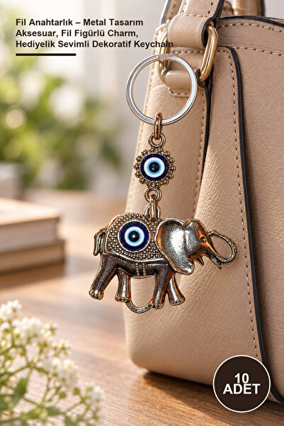 Yenilig Breloc cu elefant din 10 piese - Accesoriu de design din metal, brelo...