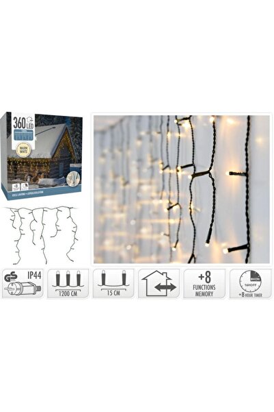 Koopman LUMINI DE CRĂCIUN PERDELE LUMINOSĂ DE EXTERIOR 360 LED-uri CONTROLATE...