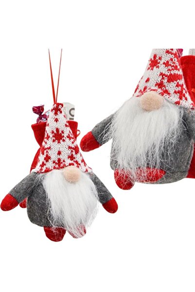 SASKA GARDEN MOȘ CRĂCIUN DECORATIV CU SAC DE CADOANE 15CM GRI