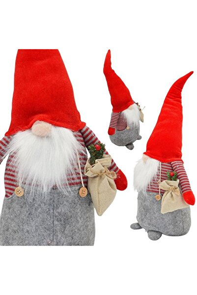 SASKA GARDEN Moș Crăciun decorativ de 50 cm, băiat, cu sac și corn de Crăciun