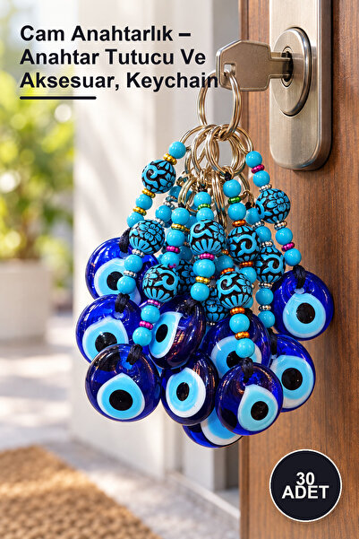 Yenilig 30 Pieces Glass Keychain – Key Holder and Accessory, Keychain