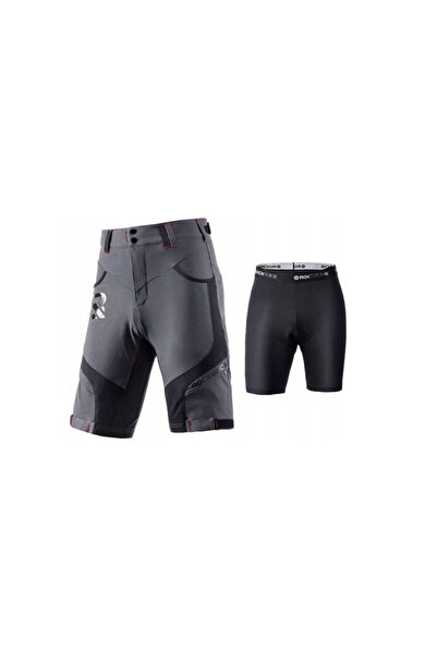 ROCKBROS Pantaloni scurți de ciclism 2-în-1 pentru bărbați, gri, XL