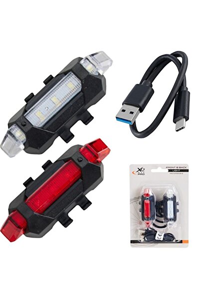 XQ Max Set lumini LED XQMAX pentru bicicletă, față și spate, cu încărcare USB
