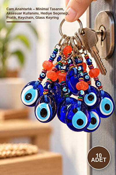 Yenilig 10 Pieces Glass Keychain – Minimal Design, Accessory Use, Gift Option...