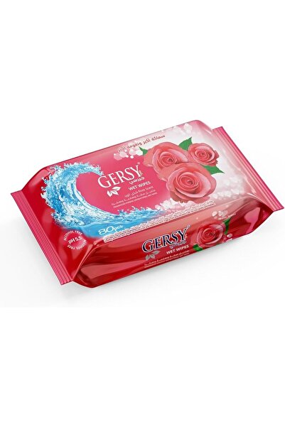 Gersy مناديل مبللة - برائحة الورد - للاستخدام اليومي ولطيف على البشرة - 80 من...