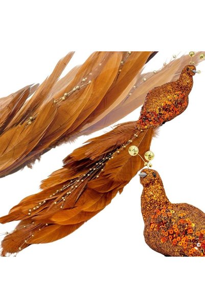 Koopman PĂSĂRĂ DECORATIVĂ PE CLEMA, 38 CM, MARO-CUPRU