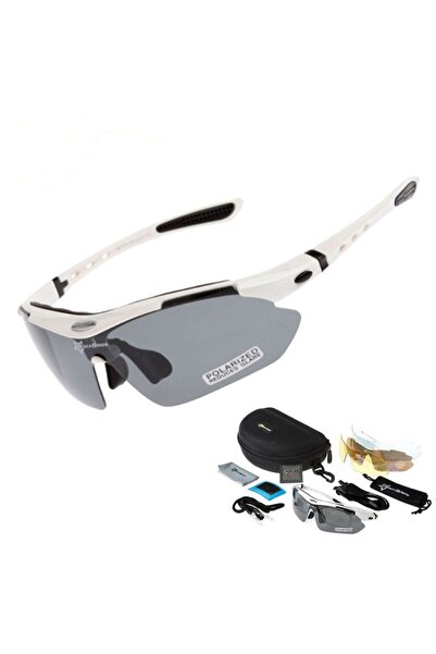 ROCKBROS Ochelari de soare polarizați, 5 lentile, albi