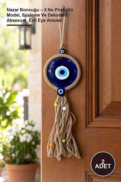 2 Adet Nazar Boncuğu – 3 No Püsküllü Model, Süsleme Ve Dekoratif Aksesuar, Evil Eye Amulet