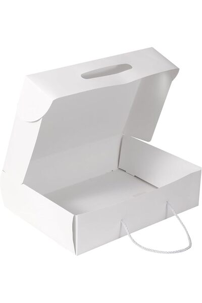 Red Dot Gift 10-Pack White Box with Handle Flat DIY Box H10*27 * 38cm Rectang...