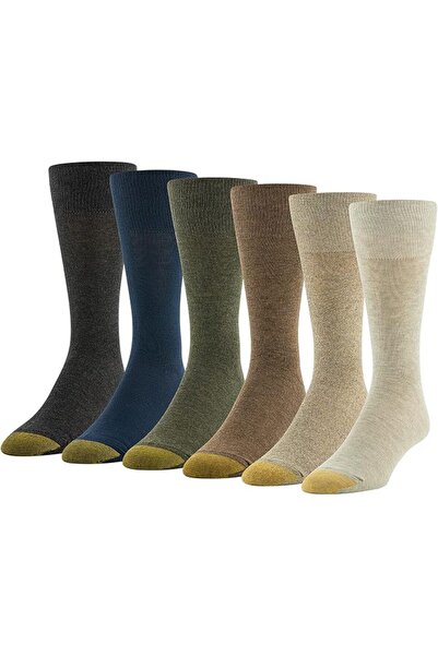 GOLDAGOLD Gold Toe Mens Cambridge Crew Socks, 6-pairs Socks (pack of 6)