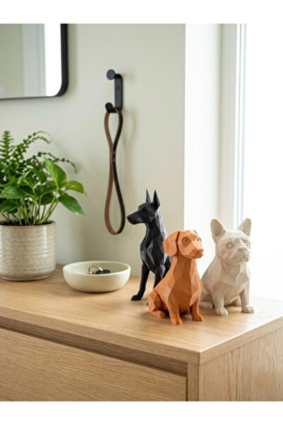 Köpek Biblo Seti 3'lü 10 cm 3D Baskı Çok Renkli Doberman Sosis Fransız Bulldog Dekoratif Ev Süsü