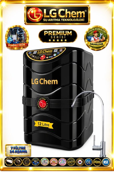LG Chem PREMIUM SERIES POMPALI & MONTAJ DAHİL 7 Filtre 14 Aşama 12 Litre SİYA...