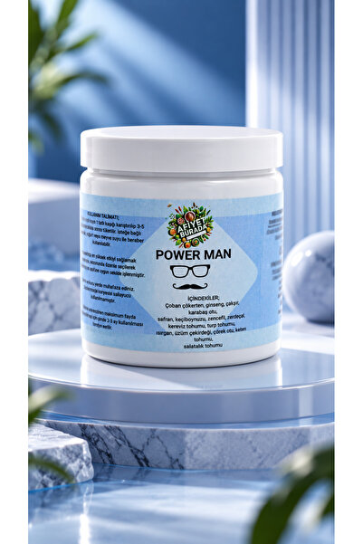 Power Man Tea 120 gr. - Çoban Çökerten (Tribulus), Karabaş Otu, Alıç, Ginseng, AzgınTeke Otu (Epimedium), Çakşır Otu, Keçiboynuzu, Safran, Zencefil, Zerdeçal, Kereviz Tohumu, Turp T...