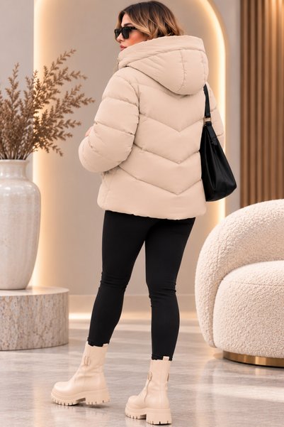 Modayıldızlar Beige Winter Inflatable Coat with Side Pocket Zipper