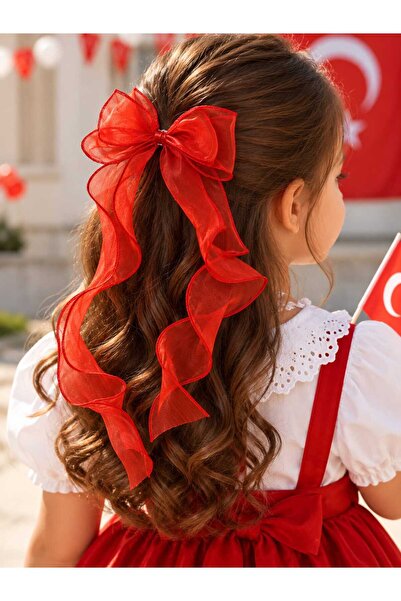 Zet Design Crvena organza mašna za kosu