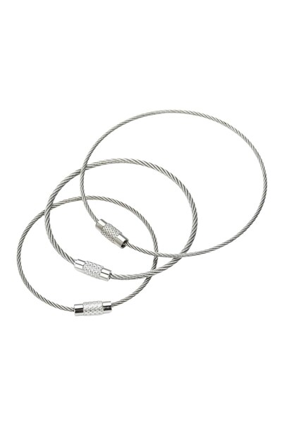 sonx Screwed Steel Wire Keychain Ring, Flexible Metal Cable Key and Luggage Tag Attachment