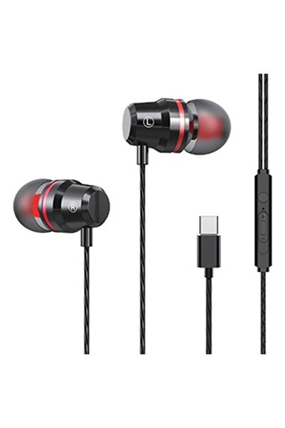 OEM Casti Audio Handsfree Negre Rosii Type C cu Volum Ajustabil i-JMB