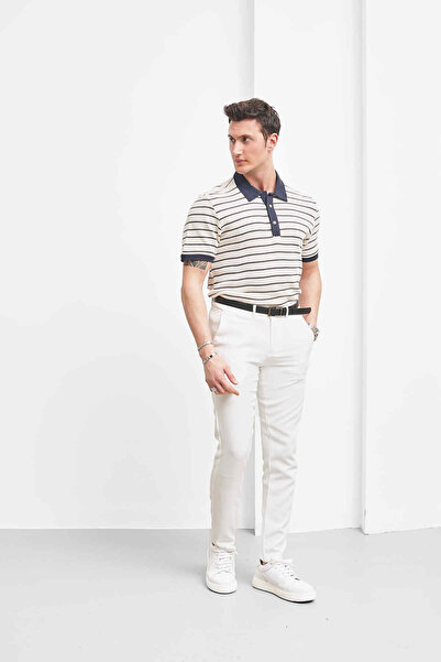 MODEFENDİ Men's Button Detailed Polo Collar T-Shirt