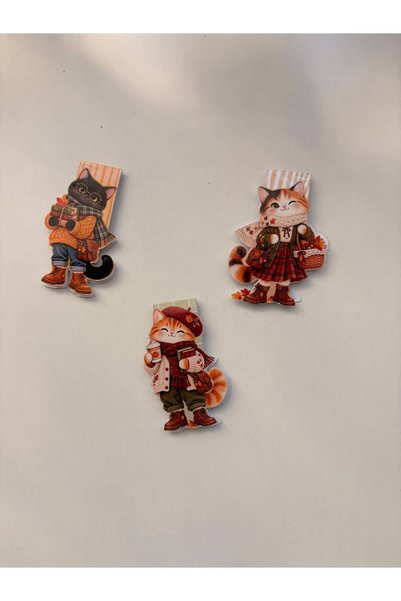 tinystoriestr Autumn&Winter Cat Theme-1 Magnetic Bookmark - /6 Pieces - Magnetic Bookmark Page Marker