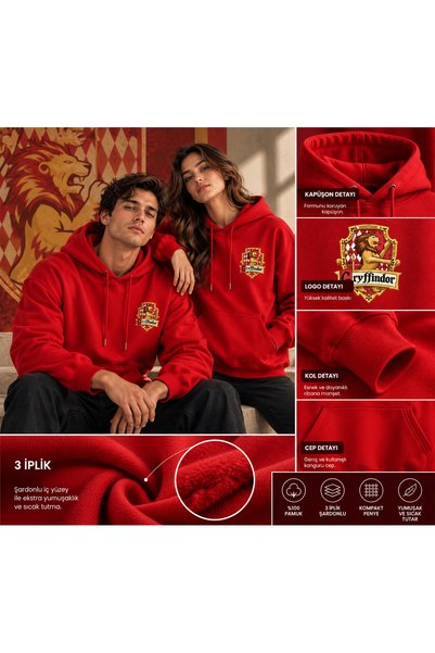 NewCabin New Season Combed Cotton 3 Yarn Harry Potter Houses Printed Hooded Sweatshirt with Kangaroo Pocket