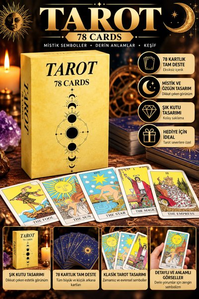 FG KONNİCHİWA 78 Kart Tarot Destesi – Klasik Büyük ve Küçük Arkana Tarot Kart...
