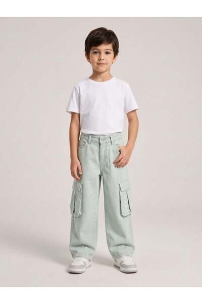 Zekids Boys' Cargo Pants with Elastic Waist and Pockets