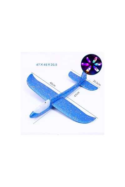 OEM Avion planor din polistiren in punga, lungime 47 cm, cu lumini pe cap, Al...