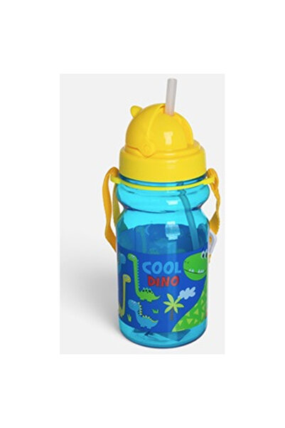 OEM Dinosaur Pop Up Water Bottle Turquoise & Yellow 350ml