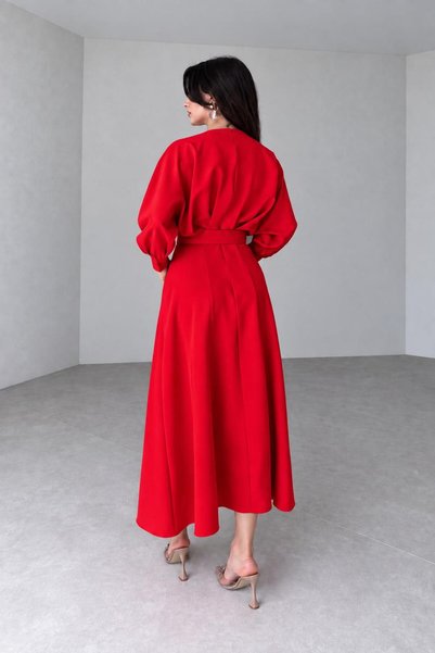 MyBella Rochie plisată cu centură și șliț