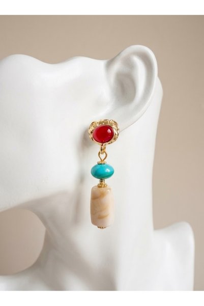 DEVİ fashion Vintage Light Beaded Earrings 5 cm