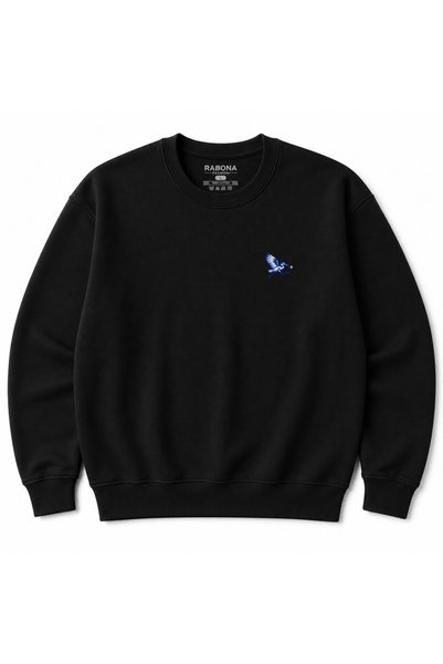 Rabona Fashion Minimal Geometric Heron Print Crewneck Sweatshirt
