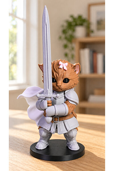 GAME SHOT Dekoratif knight cat savaşçı kedi figürü
