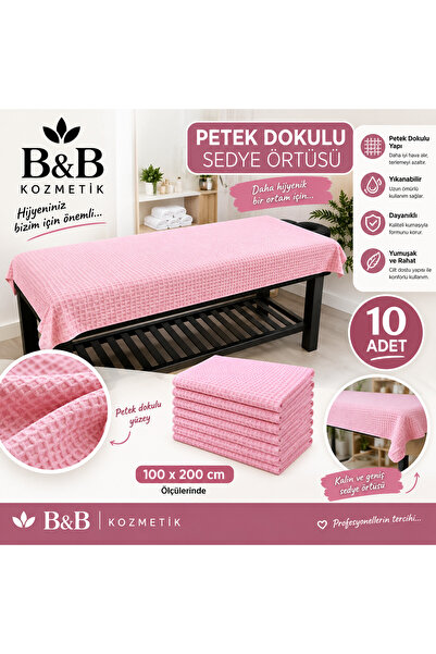 BB KOZMETİK Pembe Petek Dokulu Sedye Örtüsü (1 00x200) cm Kalın ve Geniş Yıka...