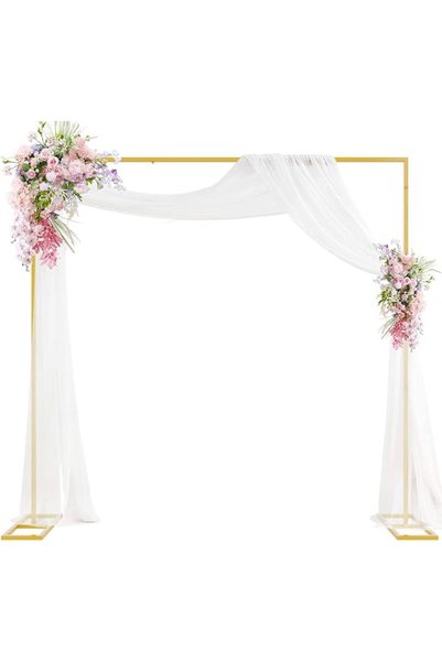U-HOOME U HOOME Square Backdrop Stand, 6.6FTx6.6FT Gold Wedding Arch Backdrop...