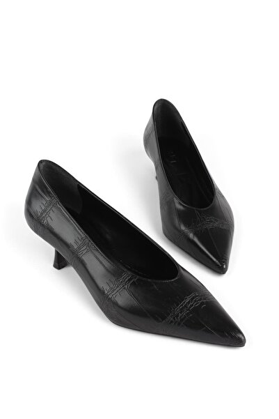 luuq shoes ЛИТА Дамски обувки на ток със заострен връх и крокодилски десен