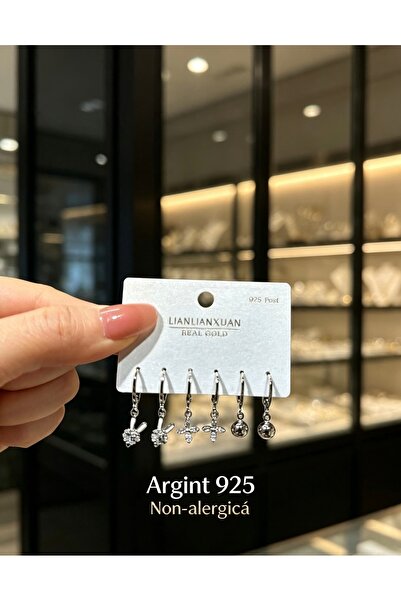 Frasin Select Un set de 3 perechi de cercei, realizați din argint 925 (hipoal...