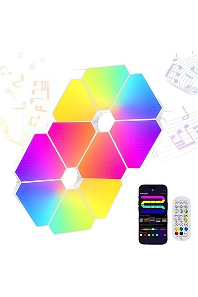 KASTWAVE لوحات إضاءة LED مثلثة ذكية متزامنة مع الموسيقى بتقنية RGBIC، أضواء ج...