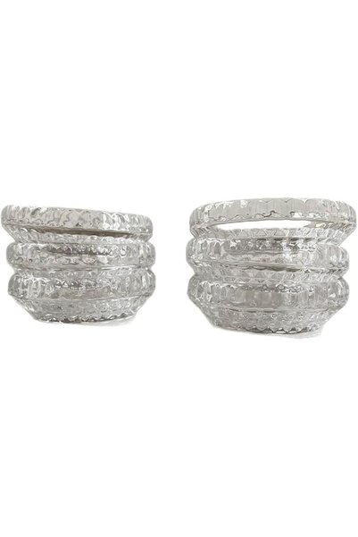 Generic Clear Glass Round Serving Plates, Textured Design, Stackable, Set of 6