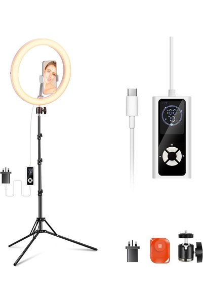 NEEWER ضوء حلقي LED عالي الطاقة RH12B Pro مقاس 12 بوصة بقوة 30 واط مع حامل ثل...