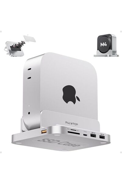 GENERAL قاعدة توصيل ماك ميني M4 مع حاوية SSD بسعة 4 تيرابايت، محول USB-C عمود...