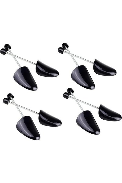 SYBL 4 Pairs Plastic Shoe Tree Stretcher Shaper Black Adjustable Length for M...