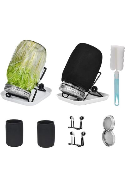 Newentor Sprouting Growing Kit, Seed Sprouting Wide Mouth Mason Jars Kit, 2 W...
