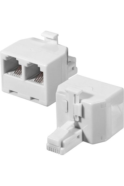 TERRIFI Telephone Line Splitter RJ11 Male to Dual Female Adapter 2 Way Phone ...