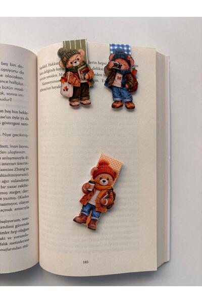 tinystoriestr Autumn & Winter Teddy Bear Themed-1 - Magnetic Bookmark /6 Pieces - Magnetic Bookmark Page Marker