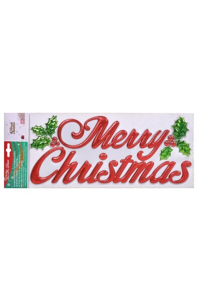 DD SHOP Autocolant decorativ de Craciun, Merry Christmas si vasc, rosu, 38.5x...