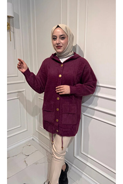 Angora Kapşonlu Hırka