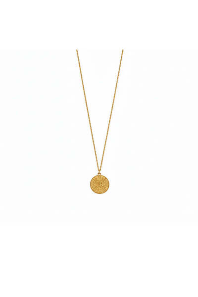 MOMOCA Κολιέ Ατσάλι Χρυσό Δίσκος της Φαιστού Stainless Steel Gold Phaistos Di...