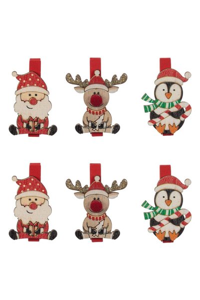DD SHOP Clestisori decorativi din lemn pentru Craciun, cu figurine Mos Craciu...
