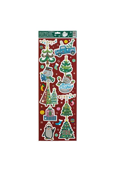 DD SHOP Autocolante decorative pentru geam Craciun, braduti si masina cu dots...