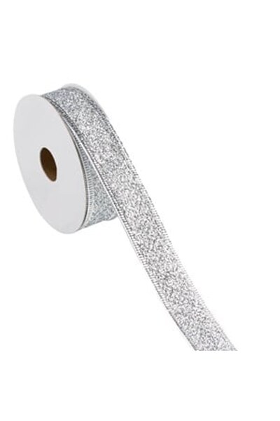 DD SHOP Panglica pentru Brad de Craciun Glitter Argintiu 5m x 22mm - Panglici